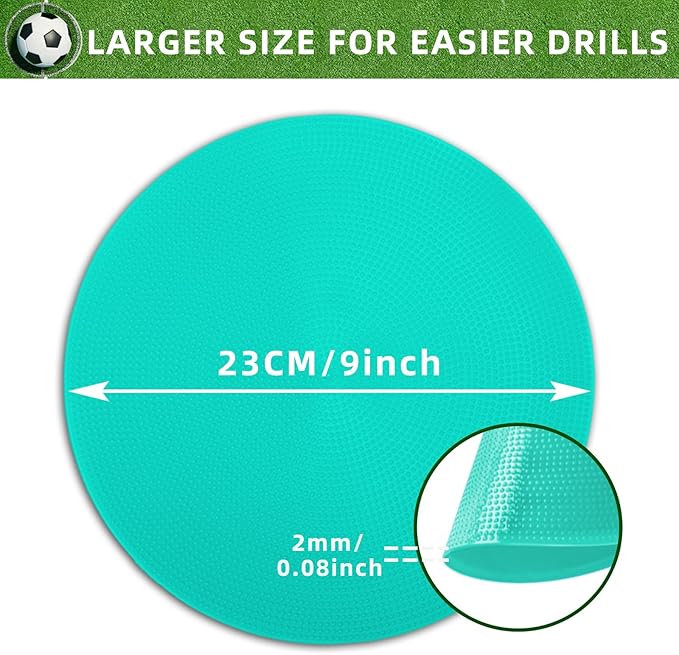 Poly Spot Markers 9 inch Non-Slip Rubber Agility Markers Flat Field Cones Floor Dots for Football, Soccer, Basketball Training Markers, School Activities, Exercise Drills, Social Distancing