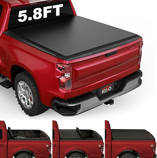 Kikito Vinyl Soft Roll-Up Tonneau Cover Truck Bed for 2007-2025 Silverado/Sierra 1500 5.8FT/69.3inch |Not for CarbonPro Bed|