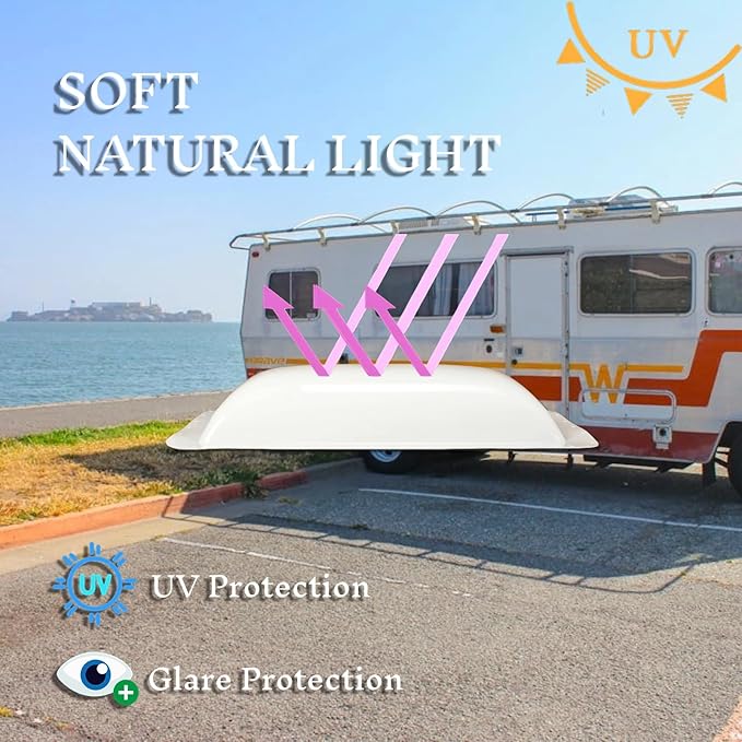 RV Skylight Replacement 18" x 26" -Universal Outer Dome Fits All Standard 14"x22" Openings, RV Shower Skylight for Camper Trailer Fifth Wheel Motorhome Truck (WHITE)