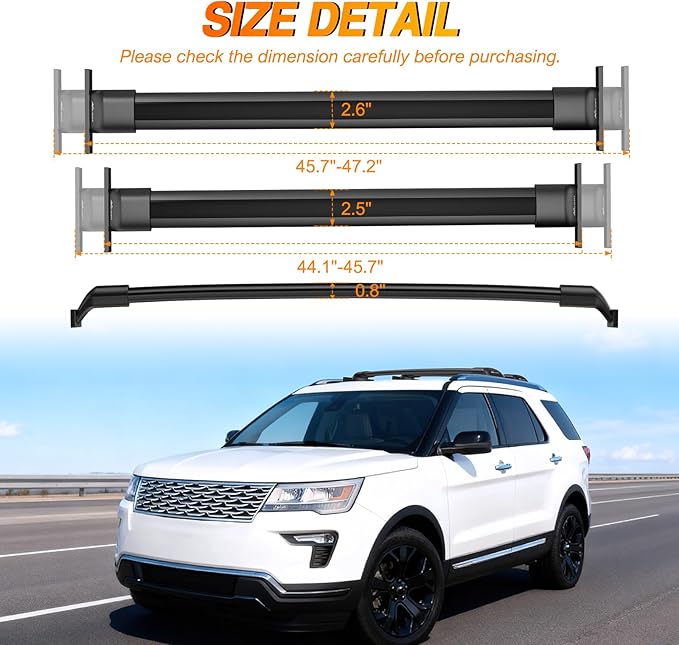 Nilight Roof Rack Cross Bars Fit for Ford Explorer 2016 2017 2018 2019 with Side Rails and Fixed Point, Adjustable Aluminum Car Crossbars for Cargo Carrier Luggage Bike Kayak Rooftop Tent Snowboard