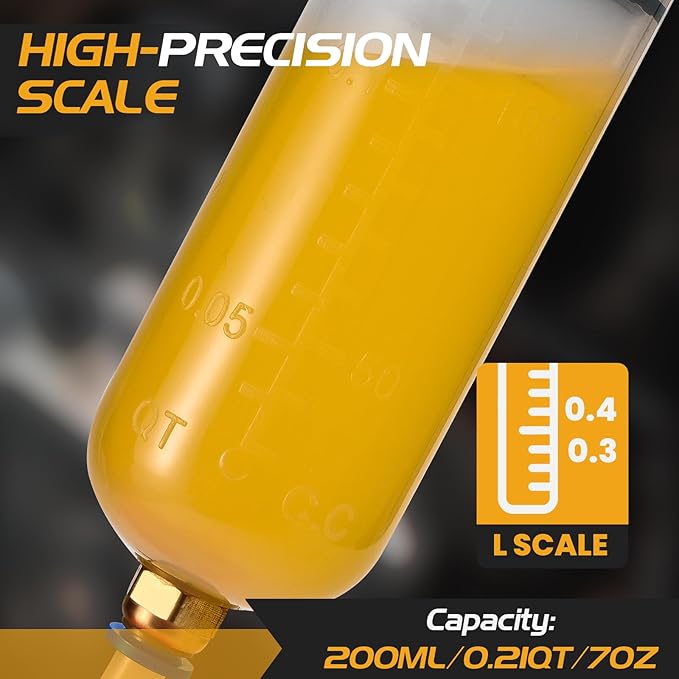 200CC Automotive Fluid Extractor Pump, Premium Manual Extraction & Fill Pump with 2 Hoses, Oil Syringe with Powerful Suction, Fluid Oil Change Evacuator