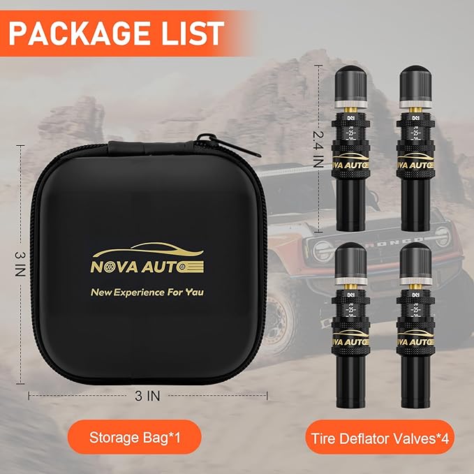 4PCS Tire Deflator(10-30 PSI),Adjustable Auto-Stop Tire Deflators Offroad Accessories,Air Down Tire Deflators 4x4,Screw-on Air Down Tire Tool for Trucks,Motorcycle,Jeep