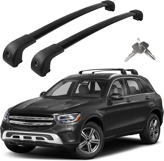 Roof Rack Cross Bars Compatible with Mercedes Benz GLC 2016-2022, Adjustable Aluminum Heavy Duty 300 LBS Anti-Theft Lock Cargo Carrier Rooftop Crossbar Accessories for Bike, Basket, Snowboard, Luggage