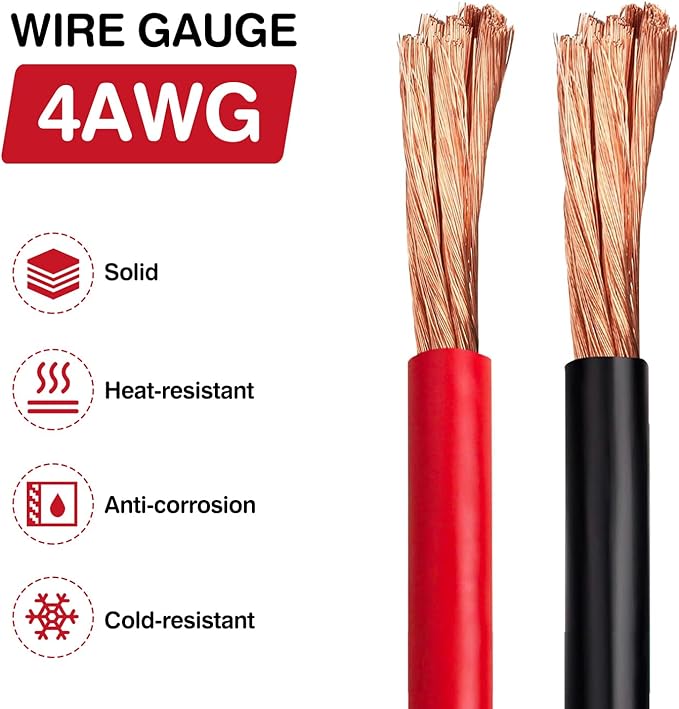 24 FT Quick Disconnect Winch Power Cable, 4 Gauge 4 AWG Copper Wiring, Heavy Duty Quick Disconnect Cables