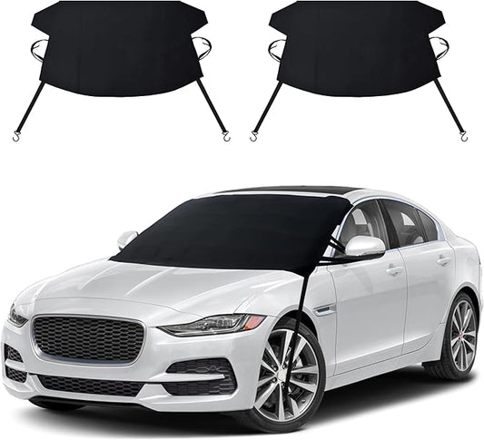 EcoNour Windshield Cover for Ice and Snow | Enhanced 600D Oxford Fabric Windshield Cover for Any Weather | Water, Heat & Sag-Proof Car Windshield Snow Cover | (69 x 42 inches) (Pack of 2)