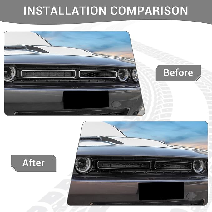 for Challenger Front Grill Mesh Grille Inserts Trim Cover Black Compatible with Dodge Challenger 2015-2023 Black Exterior Accessories 2pcs