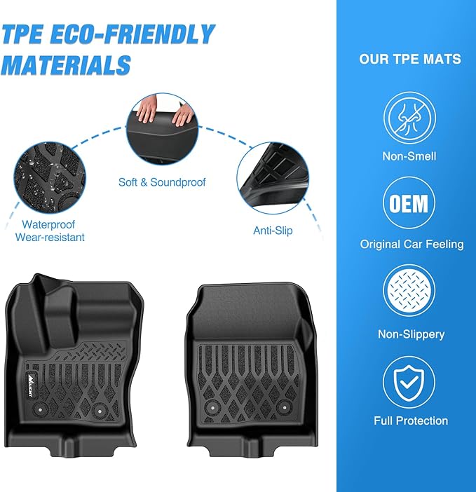 Nilight TPE Floor Mats for Ford Transit Connect with Vinyl Flooring and Posts Only 2014 2015 2016 2017 2018 2019 2020 2021 All Weather Custom Fit Heavy Duty Floor Liners