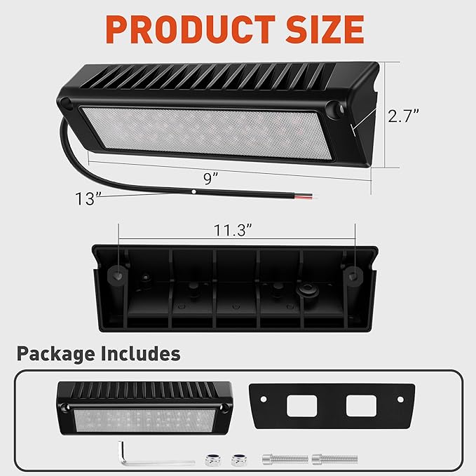 LED RV Exterior Porch Utility Light Waterproof 10-30V DC Low Current 9" Lighting Fixture 54W 2000LM Aluminum Base led Scene Lighting for RV, Trailer, Camper(6000K Nature White)