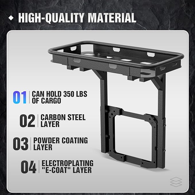 for Bronco Spare Tire Cargo Rack Rear Luggage Basket on OE Tailgate Compatible with 2021 2022 2023 2024 Ford Bronco 2/4 Doors, Cargo Carrier Storage Back Holder Stand Exterior Shelf Tray