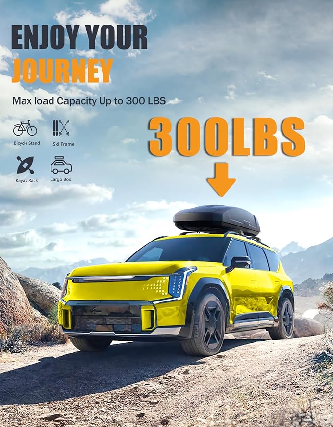 KINGGERI 300lbs Lockable Roof Rack Cross Bars Compatible with Kia EV9 2024-2026 GT-Line (Not for Wind & Land) with Raised Side Rails, Heavy Duty Aluminum Roof Rails Crossbars Luggage Accessories