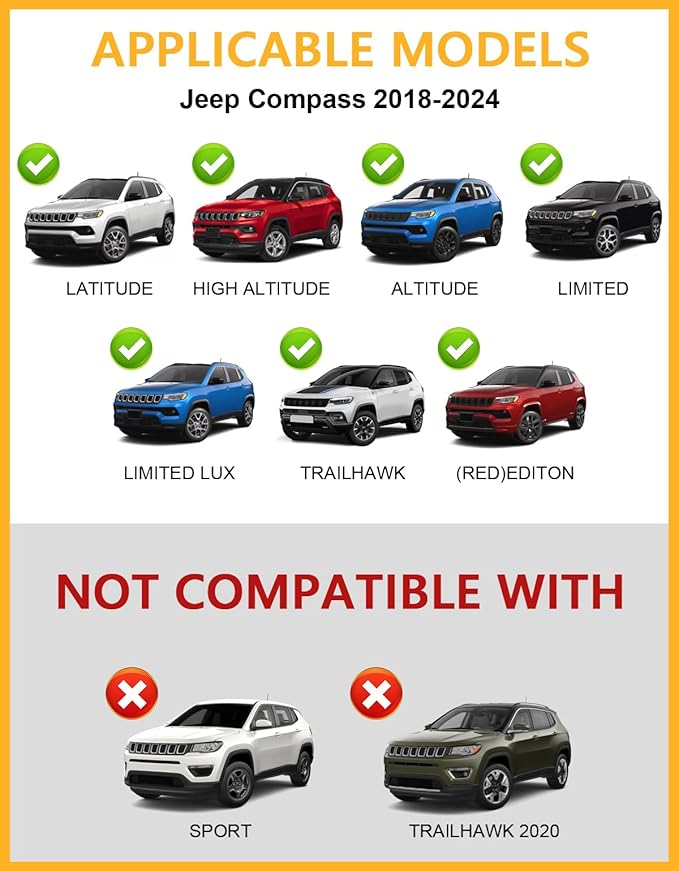 Tuyoung All Aluminum Roof Racks Cross Bars Compatible with Jeep Compass 2018-2025, 260lbs Lockable Heavy Duty Roof Rails Crossbars Rooftop Cargo Basket Carrier Bag Luggage Rails Kayak Canoe Snowboard