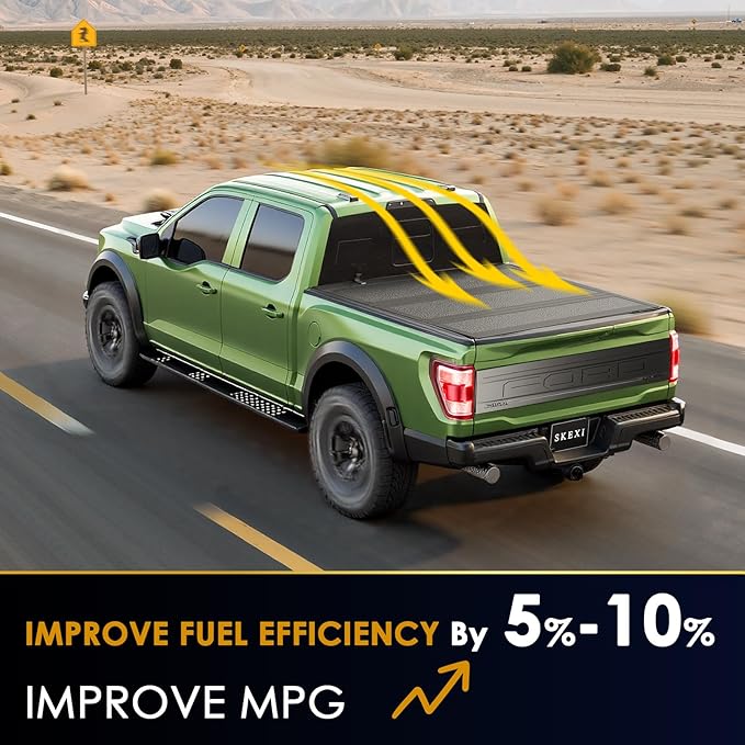 FRP Tonneau Cover Truck Bed for Ford F250 F350 6.8 ft (81.9") Super Duty 2017-2025, Fully Folded Vertical Clearance Hard Flip Fold Locking Drill-Free Install Waterproof Anti-Theft Security 6.8ft