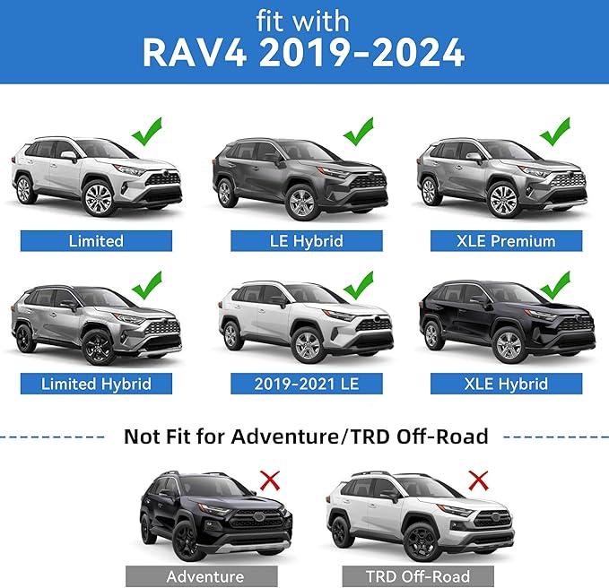 220LBS Roof Rack Cross Bars for 2019-2025 RAV4 XLE XSE Premium Limited Hybrid LE with Side Rails, Lockable Aluminum Crossbars Cargo Rooftop Luggage Canoe Kayak Bicycle roof Bag
