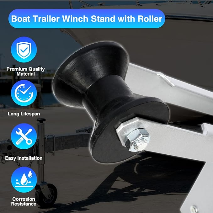 Boat Trailer Winch Post with Roller, Boat Trailer Winch Stand Fit 3" W X 4" H Boat Trailer Drawbar, Height Adjustable Boat Winch Mounts for Fishing Boat,Sail Boat