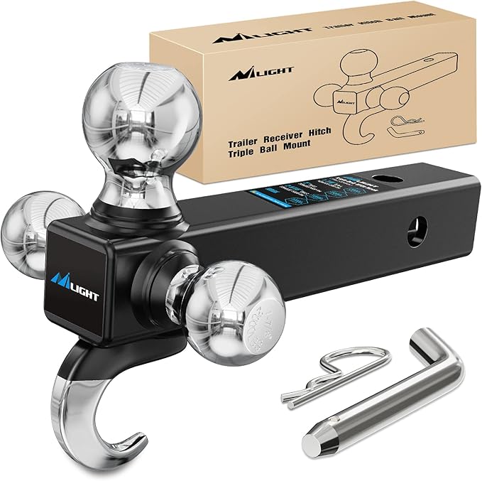 Nilight Shackle Hitch Receiver 2Inch 45000 LBs Breaking Strength 3/4" D Ring w/Trailer Pin Heavy Duty Solid Recovery Towing Kit for Trucks Jeeps Off Road