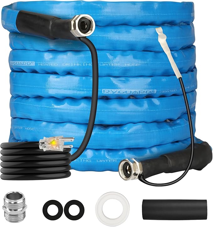 RVGUARD Heated Water Hose 15FT for RV, -20 ℉ Freeze Protection Heated Water Hose with Energy-Saving Thermostat, Lead and BPA Free for RV/Home/Garden