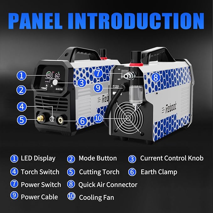 Reboot Plasma Cutter 60A, Large Integrated LED Digital Display, 120/240V Plasma Cutter Machine with IGBT Inverter, 1/2 Inch Clean Cut 5/8 Inch Max Cut RBC6000D Max
