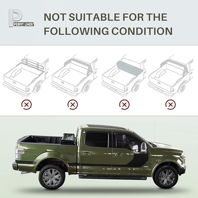 Perfit Liner 6.8 FT (82") Bed Soft Quad-Fold Tonneau Cover for 1999-2024 Ford F-250 F-350 F-450 Super Duty Styleside/Fleetside Truck Cargo Topper, Softtop, 4-Folding (NOT for Flareside/Stepside)