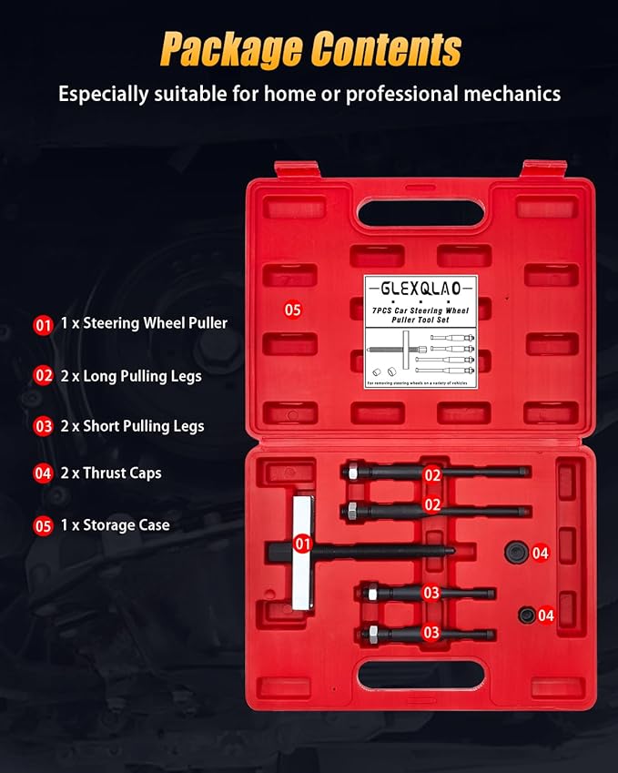 Steering Wheel Puller Set, Car Steering Wheel Removal Tool Kit for Different Vehicles, 1.5 to 3.3 Inch Adjustable Distance