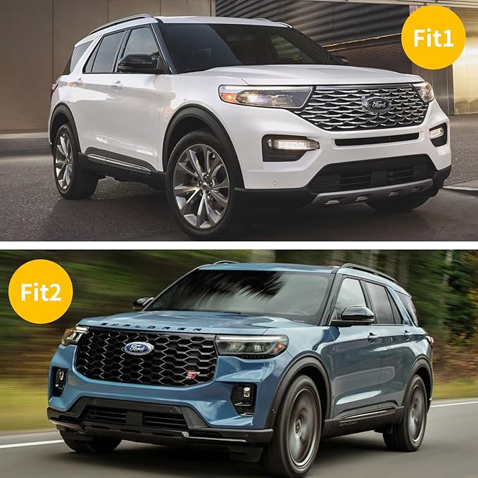 Window Rain Guards for Ford Explorer 2020-2025, Window Visor Guard Vent Wind Shade Deflector Rain Shield Protector Sun Visor Extra Durable for 2021 2022 2023 2024 21 22 23 24 25, Tape-on/Outside-Mount