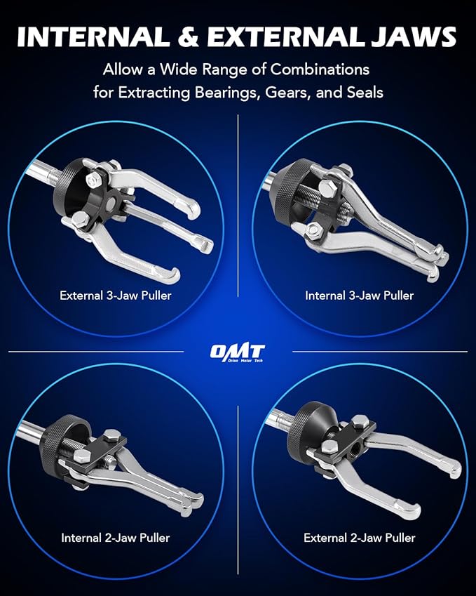 Orion Motor Tech 9-Way Slide Hammer Puller Set, Front Wheel Hub Bearing Remover & Rear Wheel Axle Hub Dent Shaft Puller Tool Kit