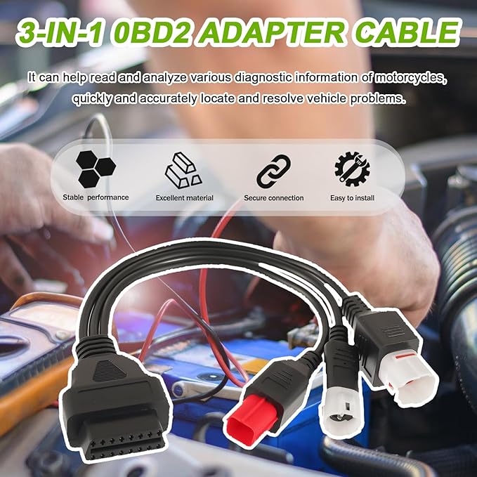 3-in-1 OBD2 Diagnostic Adapter Cable 3Pin+4Pin+6Pin to 16Pin Multiple Select Diagnostic Connector Fit for Yamaha Kline Euro5 Motorcycle Honda CRF KTM