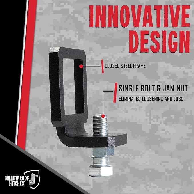 BulletProof Hitches - 2.5" Anti Rattle Hitch Clamp - Anti Rattle Hitch Tightener for 2.5 Inch Hitches - Hitch Stabilizer with Black Textured Powder Coat