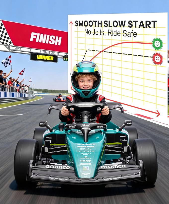 12V F1 Kids Ride On Car with Parent Remote Control, Recharageable Battery Ride on Toy, 3 Speeds, Music