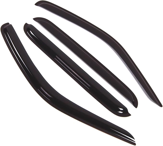Tuningpros WD2-273 Dark Smoke 4 Pcs Set Window Visor (Outside Mount) Deflector Rain Guard Compatible with 2002-2007 Jeep Liberty