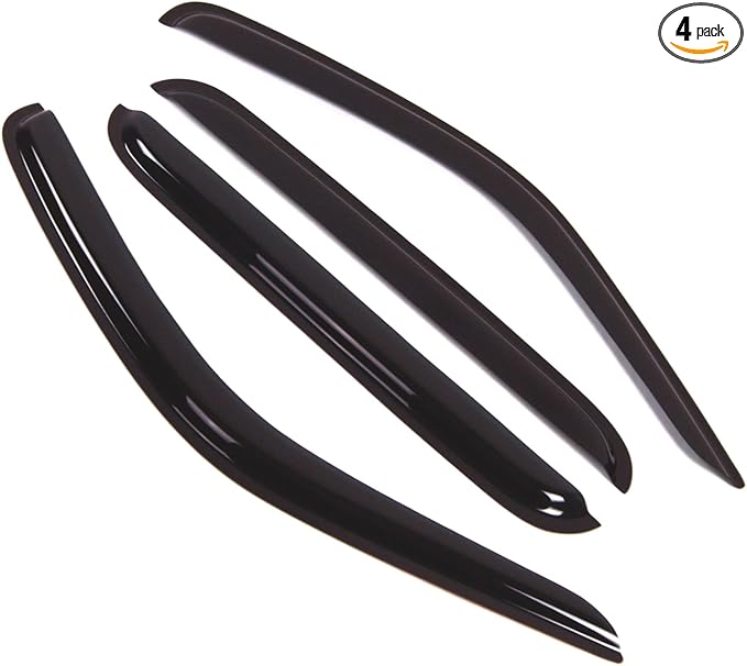 TuningPros Outside Mount Window Vent Visors Rain Guards Compatible with Jeep Liberty 2002-2007 | Side Window Wind Deflectors Rain Shields | Smoke Tinted, 4 Pcs Set, DGWV-273