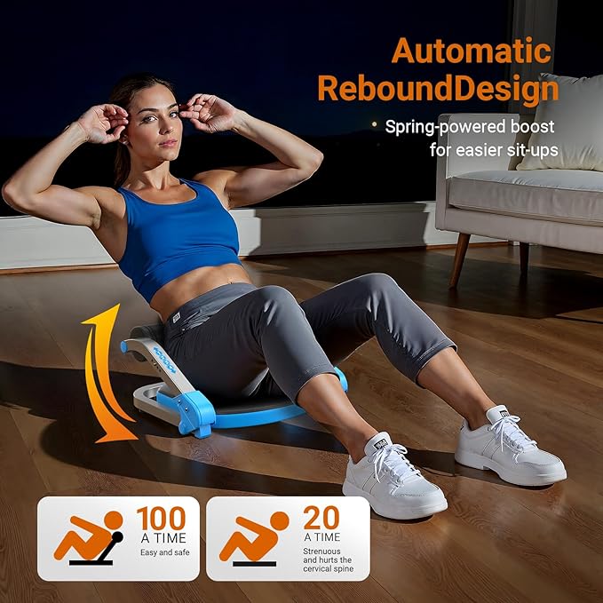 MERACH Ab Machine for Home Gym, Adjustable Ab Trainer with 3 Resistance Levels, Sit Up Exercise Equipment for Core Workout, Automatic Rebound Ab Crunch Machine, Ab Workout Equipment for Stomach