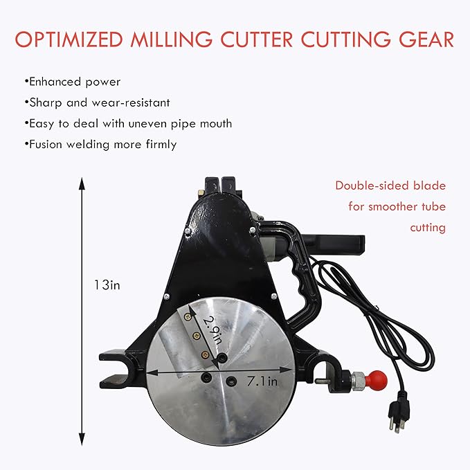 TECHTONGDA Pipe Welding Machine Electric Tube Butt Fusion Equipment for PE PP PB PVDF PPR 2.48-6.30inch Hand Push Two Clamps