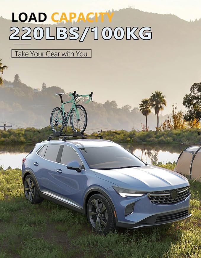 Tuyoung Roof Rack Cross Bars Compatible with Buick Envision 2021-2026 (with Flush Side Rails), 220lbs Lockable Aluminum Roof Rails Crossbars Bars Rooftop Cargo Carrier Luggage Black