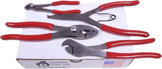 Wilde 4pc Automotive Plier Set with Lock Ring, Ignition, Battery Terminal, Slip Joint Pliers Made in USA
