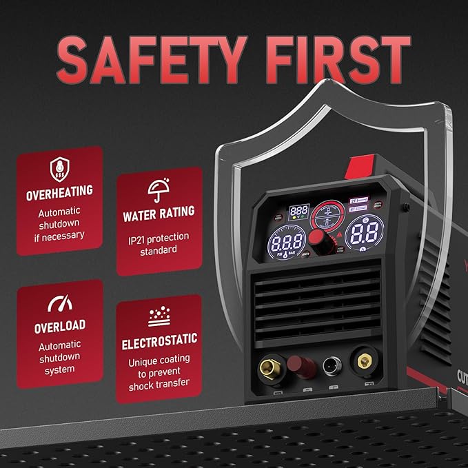 YESWELDER CUT-55DS PLUS Plasma Cutter, 55Amp Non-Touch Pilot Arc Air Power, 2-In-1 Plate Cutting/Grid Cutting Large Digital Display 110/220V Dual Voltage IGBT Inverter Plasma Cutting Machine