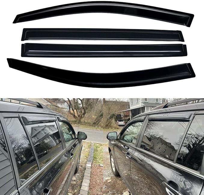 Original 4pcs Rain Guards Set, Outside Mount Window Deflectors, Good Looking Side Window Visors Compatible with 2008-2013 Toyota Highlander |94063|