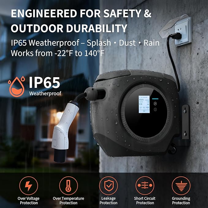 Level 1 EV Charger for Tesla – 110V 16A, 26FT Cable, NEMA 5-15 Plug, Wi-Fi Support, Portable Tesla Connector for Model 3/Y/S/X, Easy for Home or Travel (Black)