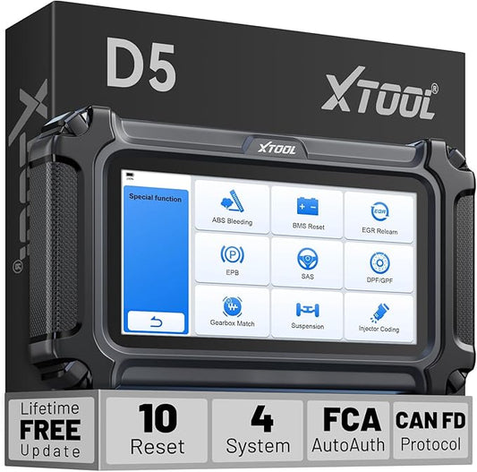 XTOOL D5 Car Code Reader and Reset Tool, Engine ABS SRS Transmission Car Diagnostic Tool with EPB Service, ABS Bleed, Throttle Relearn, Clear Check Engine Light Code Reader with 10 Resets, Free Update