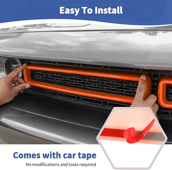 for Challenger Grille Insets Trim Cover Fit for Dodge Challenger 2015-2023 Orange Exterior Accessories 2pcs