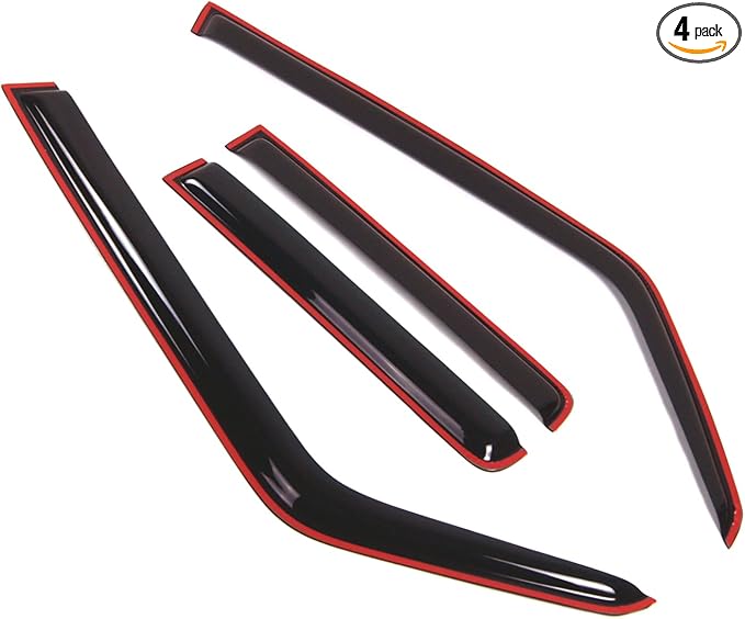TuningPros in-Channel Window Vent Visors Rain Guards Compatible with Jeep Commander 2006-2010 | Side Window Wind Deflectors Rain Shields | Smoke Tinted, 4 Pcs Set, DGWV-267i