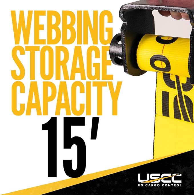 US Cargo Control Low Profile Sliding Winch for Flatbed Trailer (5-Pack), 4 Inch Tie-Down Winch Holds Up 15 Feet of 4 Inch Webbing, Fits Sliding C-Track, 5,500 LBS Working Load Limit