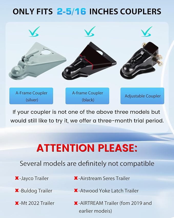 Trailer Lock Fits 2 5/16 Inch Couplers, Heavy Duty Trailer Coupler Lock, Trailer Anti Theft, Upgrade Steel Anti-Theft Structural, Trailer Hitch Locks 2 5/16 for Travel Trailers, Boats, Trucks, RV