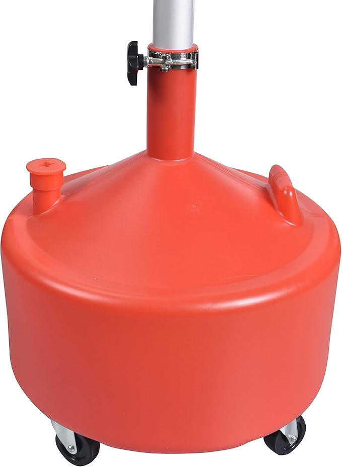 Aain 8 Gallon Industrial Fluid Drain Tank,Portable Waste Oil Drain with Wheels and Adjustable Funnel Height. Red.