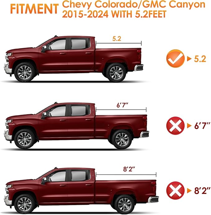 Nilight Soft Tri-fold Truck Bed Tonneau Cover Compatible with Chevy Colorado/GMC Canyon 2015 2016 2017 2018 2019 2020 2021 2022 2023 2024 2025-5.2ft
