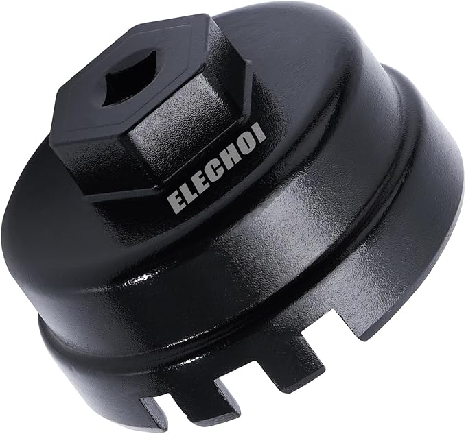 64mm 14 Flutes/6 Slots Oil Filter Cap Wrench Removal Tool Socket Compatible with Toyota, Lexus, Prius, and Scion Vehicles Equipped with 1.8L 4-Cylinder engines, Black Heavy-Duty Aluminum