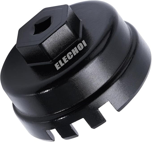 64mm 14 Flutes/6 Slots Oil Filter Cap Wrench Removal Tool Socket Compatible with Toyota, Lexus, Prius, and Scion Vehicles Equipped with 1.8L 4-Cylinder engines, Black Heavy-Duty Aluminum
