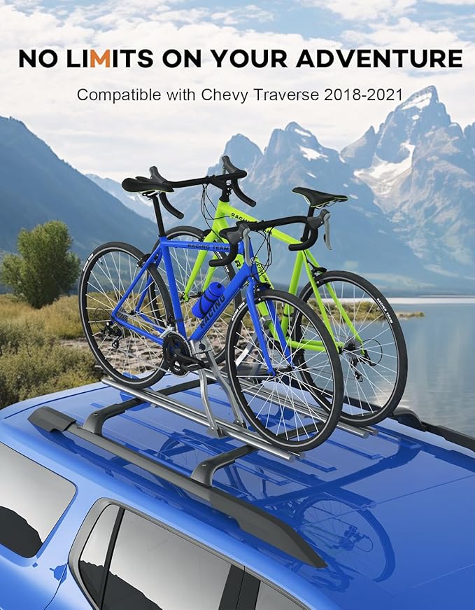 Lockable 260lbs Roof Rack Cross Bars Compatible with Chevy Chevrolet Traverse 2018 2019 2020 2021,All-Metal Aluminum Heavy Duty Roof Rails Crossbars Cargo Canoe Black Rooftop Luggage.