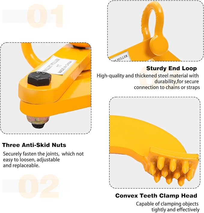 Pallet Puller,1T/2205 LBS Capacity Pallet Jack Puller,Heavy Duty Single Scissor Clamp for Forklift Chain,Pulling Pallets,5 Inch Jaw Opening