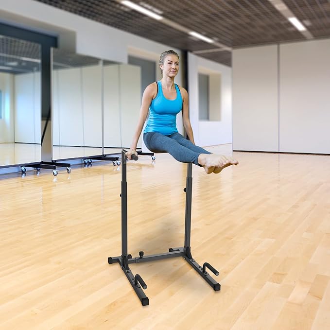 SELEWARE Heavy Duty Dip Bar, Adjustable Width & Height Dip Station Home Gym Fitness Equipment, 800lbs Capacity, Multifunctional Strength Training Dip Stand with Push Up Bar for Tricep Dips, L-Sits