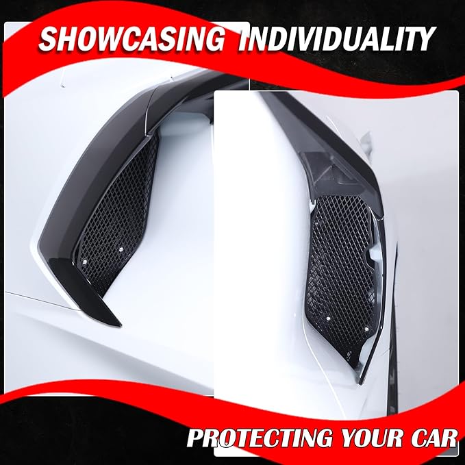 for Corvette C8 Side Intake Mesh Grilles Insert Set,Stainless Driver and Right Passenger Side Radiator Air Intake Vent Guards for Corvette C8 Stingray Z51 2020-2025 Accessories (Black)